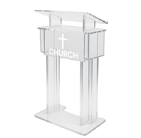[Exhibición de BOSN] púlpito de iglesia de acrílico transparente, soporte de podio moderno con opción de logotipo personalizado para sermones, conferencias, adoración y eventos