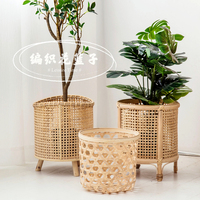 Panier à fleurs tissé en rotin support tissé en bambou pour bonsaï plantes balcon succulent vert radis présentoir au sol pour