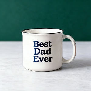 Mug en céramique effet émail personnalisé pour la fête des pères - <span class=keywords><strong>Tasse</strong></span> à café rétro 'Meilleur <span class=keywords><strong>Papa</strong></span>' de 12 oz, cadeau personnalisé pour <span class=keywords><strong>papa</strong></span> avec bord coloré - Product Image 5