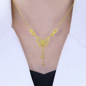 Butterfly Tassel Necklace Gold Hollow Out Long Clavicle Chain For Women Party Fashion Jewelry Zinc Alloy - Product Image 3