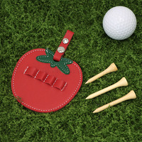 Porte-tee de golf en cuir synthétique avec 4 emplacements, pochette de rangement portable pour tee de golf avec étiquette suspendue, étui de transport d'accessoires de golf pour l'extérieur