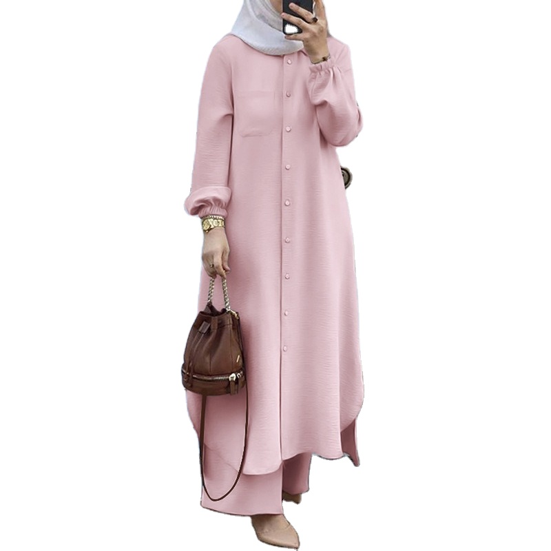 KBOPLEMQ Abito da donna musulmana da donna in stile arabo, a maniche lunghe, abito da preghiera Abaya, vestito da preghiera per donne islamico Medio Oriente Dubai Turchia arabo, musulmano, caftano