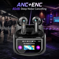 Nouveauté 2026 Écouteurs TWS ANC ENC avec écran LCD intelligent, contrôle des basses stéréo, écouteurs sans fil pour le sport, les jeux et les voyages