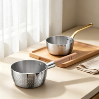 Panci Susu/Saus Stainless Steel Motif Palu dengan Dua Pilihan Gagang, Aman untuk Mesin Cuci Piring, Cocok untuk Memasak Mie dan Sup