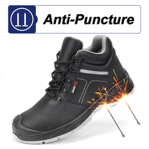 JIANKUN-AW SBP hommes travail chaussures de sécurité Anti-smash Anti-crevaison peau de vache en relief supérieur PU semelle extérieure nouveau acier orteil travail bottes de sécurité - Product Image 5