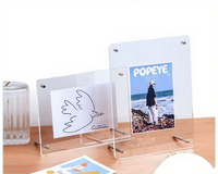 Cadre photo transparent en acrylique, support de table en cristal pour certificat ou reconnaissance, découpe personnalisée, cadre en acrylique à fixation magnétique