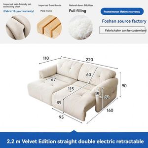 Sofá Cama Moderno con Control Remoto Inteligente Suessen 2024, Sofá Plegable Automático para Sala de Estar - Product Image 5