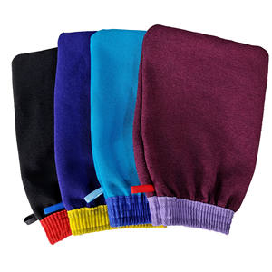 قفازات مطاطية OEM لتقشير الجلد بتصميم خاص بقماش خشن قفازات حمام حمام المغربي لوفه مع ملصق - Product Image 1