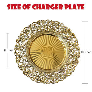 Assiettes de présentation rondes de luxe de 13 pouces, dorées, argentées, noires, pour mariage, fête, décoration de table - Product Image 6
