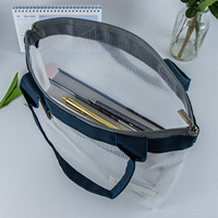 Sac de rangement en maille EVA A4, grande capacité, organisateur de documents translucide avec fermeture éclair, poche pour cartes, longue poignée, pratique à transporter