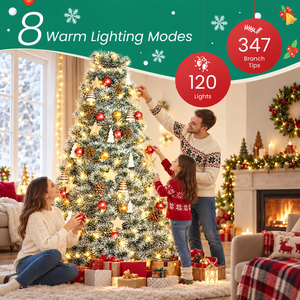 Árbol de Navidad Artificial Preiluminado de Lujo con Luces Incandescentes, Material de PVC con Efecto de Nieve, Ecológico, para Uso en Interiores, Decoración Navideña - Product Image 4