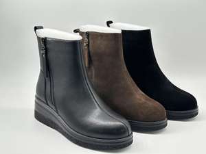 Stivali corti invernali 2023 da donna stile Martin Chelsea <span class=keywords><strong>con</strong></span> tacco a <span class=keywords><strong>zeppa</strong></span> <span class=keywords><strong>con</strong></span> suola spessa in spugna rialzata <span class=keywords><strong>con</strong></span> chiusura a Zip stivaletti - Product Image 4