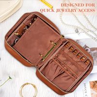 Étui de voyage en cuir pour bijoux, organiseur de rangement pour bijoux, classeur avec pochette zippée transparente, sac à bijoux portable pour boucles d'oreilles et bagues