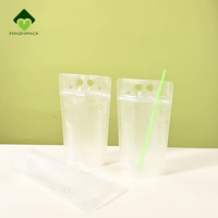 Pochette à boisson transparente personnalisable avec logo, avec paille et fermeture éclair refermable, pour café, jus, bubble tea 500ml 700ml