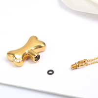 Collier urne funéraire pour animaux de compagnie en acier titane doré, motif os de chien, avec empreinte de patte, pendentif crémation ouvrable et kit de remplissage