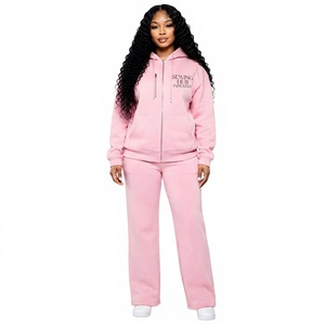 Beautiful Baby <b>Pink</b> Color Women 2 Piece <b>Tracksuit</b> Set Ideal For Casual Streetwear Outdoor Adventure Travelling Touring Wear Set - Product Image 1
