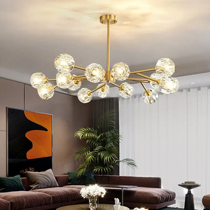 Su misura decorativo di lusso in ferro sfera di cristallo lampadari lampada lampade a sospensione <span class=keywords><strong>lampadario</strong></span> moderno per sala da pranzo - Product Image 3