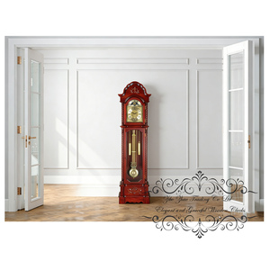 Grandfather <strong>Clock</strong> Solid Wood French Country Antique Luxury Tall Slender Arched Design Hourly Chiming Battery Operated - Product Image 1