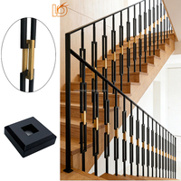 Prix de gros : Balustre d'escalier en fer forgé, maillon de chaîne doré, double rectangle carré, pour rampe d'escalier intérieure en bois