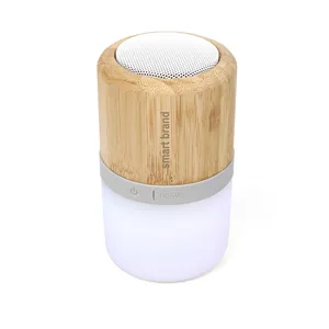 Creatieve Geschenken Speaker 3 W Bamboe Rgb Led Light Draadloze Draagbare Blue Tooth Speaker Met Lamp