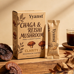Café de Hongos Silvestres Puros Chaga, Reishi y Melena de León, 10g*10 Sobres, Caja de Papel Kraft, Para Energía, Inmunidad y Claridad Mental, Venta al por Mayor OEM - Product Image 5