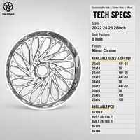 Ruedas de cromo para camionetas DW Turbine Deep Dish de 20, 22, 24, 26, 28 pulgadas, 6061 T6 OEM, venta al por mayor directa de fábrica, ajuste directo para Chevrolet Silverado