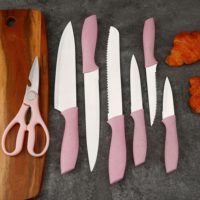 Ensemble de 13 couteaux en acier inoxydable avec bloc à couteaux en bois, multifonctionnel pour la cuisine, avec ciseaux, ensemble de couteaux de chef