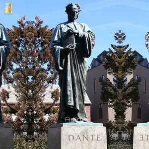 Nuovo Design di alta qualità giardino esterno a grandezza naturale bronzo Dante statua per la vendita