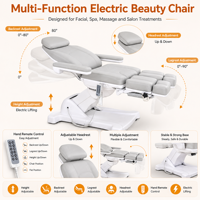 Table de massage électrique pliable moderne en cuir PU DN White à 5 moteurs pour salon et clinique, spa, beauté, tatouage, studio de cils