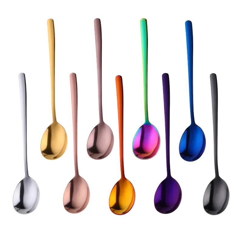 BUYERSTART Cheap Price Colorful Stainless Steel Dinner Spoon Cutlery Set