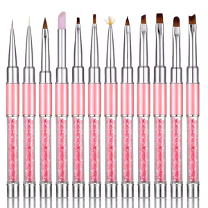 Pinceau à ongles en nylon rose de haute qualité, 12 styles, pour la décoration des ongles, la manucure, la pédicure, la beauté, la décoration des ongles - Product Image 1