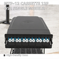 Cassette MTP-12 12 fibres OS2 monomode Type A MPO vers 6 x LC Duplex (Bleu) 0,35 dB max pour utilisation FTTX