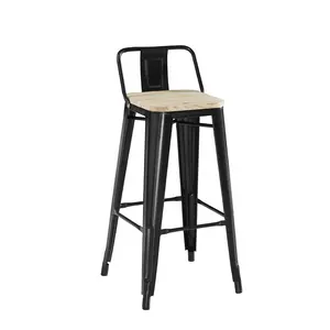 Hoher Sitz Metallhocker mit kleinem Rücken, im Freien retro Bar Stühle für Bistro-Café-Restaurant gewerblicher Bankett-Esstisch