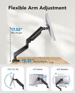 ขาตั้งจอเดี่ยวแบบ Heavy Duty สำหรับจอขนาด 13 ถึง 32 นิ้ว ปรับระดับได้ รองรับมาตรฐาน VESA พร้อมตัวหนีบเหล็กและฐานยาง - Product Image 2