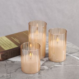 Gân hổ phách thủy tinh bên trong LED NẾN Flameless trụ cột Pin cho nhà trang trí đám cưới cho Giáng sinh Halloween Easter sinh nhật - Product Image 3