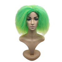 Perruque Courte Synthétique Ombrée Verte Afro Frisée Style Bob Résistante à la Chaleur en Fibre Capillaire pour Femme, Idéale pour Fêtes et Costumes de Cosplay