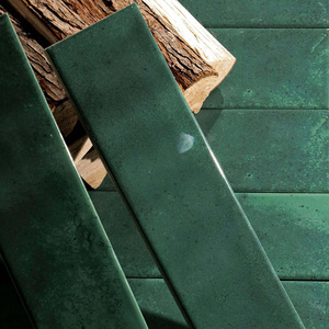 Mới nhất thiết kế màu xanh đậm sóng bề mặt bóng kết thúc 75x300mm phong cách cổ xưa ngẫu nhiên phun sứ tàu điện ngầm trang trí tường gạch - Product Image 3
