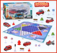 Mini-voitures miniatures en métal moulé sous pression avec tapis de jeu, camions de police, de pompiers, de secours, militaires et agricoles en alliage, jouet de simulation pour enfants