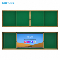 Tableau noir magnétique coulissant HDFocus de 86 pouces, grand format, vert, pour salle de conférence scolaire interactive