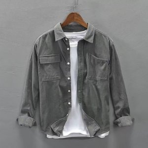 Abbigliamento <span class=keywords><strong>Casual</strong></span> Top da <span class=keywords><strong>uomo</strong></span> alla moda con colletto rialzato in velluto a maniche lunghe primavera autunno tinta unita - Product Image 6