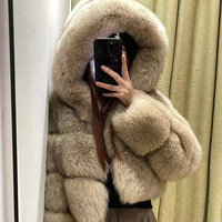 STRAWBERRY femmes hiver naturel chaud mode manteau à capuche couleur véritable argent fourrure de renard veste