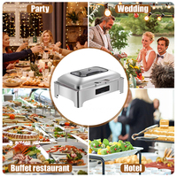 Réchaud de buffet carré en acier inoxydable pour restaurant commercial, chauffe-plat électrique à induction