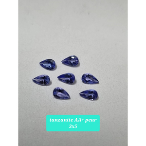 Tanzanite naturelle taille poire 3x5 mm Pierre précieuse en vrac |   Pierre de Tanzanite bleue pour la fabrication de bijoux |   Pierres précieuses en gros - Product Image 1