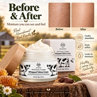 Crème Visage Fouettée au Suif de Bœuf et au Miel Sauvage Fermenté, Non Parfumée, Hydratation Intense, Nourrissante, Réparatrice de la Barrière Cutanée pour Peaux Sèches
