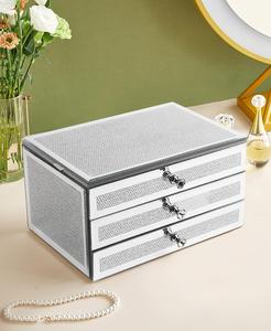 Boîtes de rangement de bijoux de grande capacité de chambre à coucher cosmétique anti-poussière à trois couches de nouveau design - Product Image 3