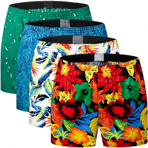 Shorts de Baño para Hombre con Estampado Floral, Secado Rápido, Cintura Elástica, Corte Medio, Ropa de Playa Informal, 100% Poliéster - Product Image 1