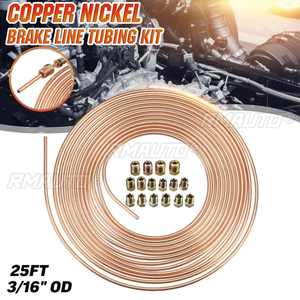 Tuyau en spirale de 7,62 m (25 pieds) en cuivre nickelé de 3/16 po de diamètre extérieur pour freinage, anti-rouille, avec 16 écrous de raccordement - Product Image 1