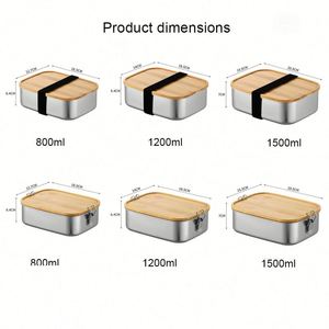 Custom logo <b>Work</b> Travel Eco-Friendly Meal Storage Food Container Leak-Proof Bamboo Lid Premium Stainless Steel Bento <b>Lunch</b> <b>Box</b> - Product Image 2