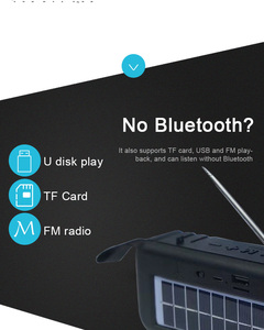 Năng Lượng Mặt Trời Sạc BT Loa Không Dây Stereo Subwoofer Xách Tay Ngoài Trời Music Box Với Đèn Pin FM Radio - Product Image 6