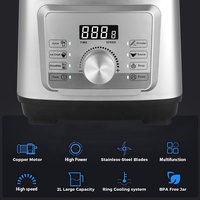 Food Mixer Touchscreen Blender 2l Grote Capaciteit Commerciële Smoothie Geluiddichte Blender High Speed Power Grinder Blender
